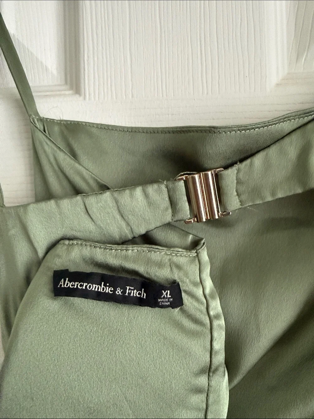 Abercrombie & Fitch Olive Green Pleated Spaghetti Strap Dress